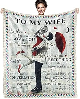 Gifts for Wife from Husband to My Wife Blanket, Personalized Throw Female Birthday Gifts, Romantic Gifts Birthday Christmas Valentine's Mother's Day Healing Bed Blanket (Grey-To Wife-130*150)