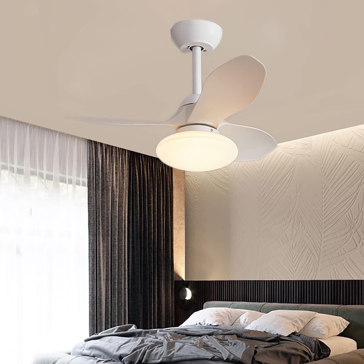 HXYSXHJUO Fan Lights, Kids with Ceililight Reversible 3 Colors Silent Remote Control Bedroom Ceililights Indoor Diniroom Ceilifan Light Timer Lounge Ceililight/White/B