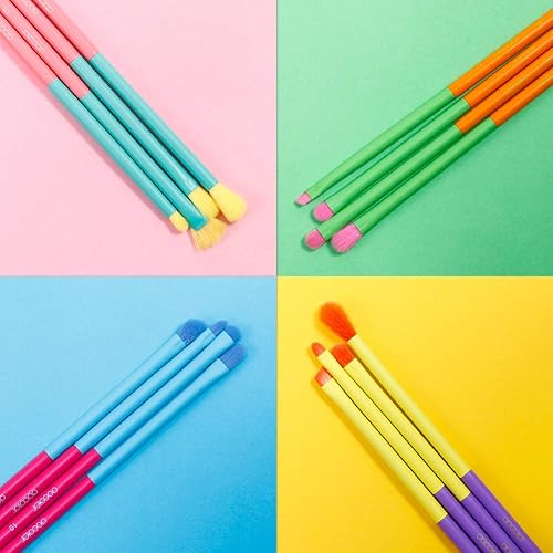 Miniatura 7 de Docolor Juego de 16 brochas de maquillaje para sombra de ojos coloridas, brochas profesionales para sombra de ojos con cabello sintético suave y