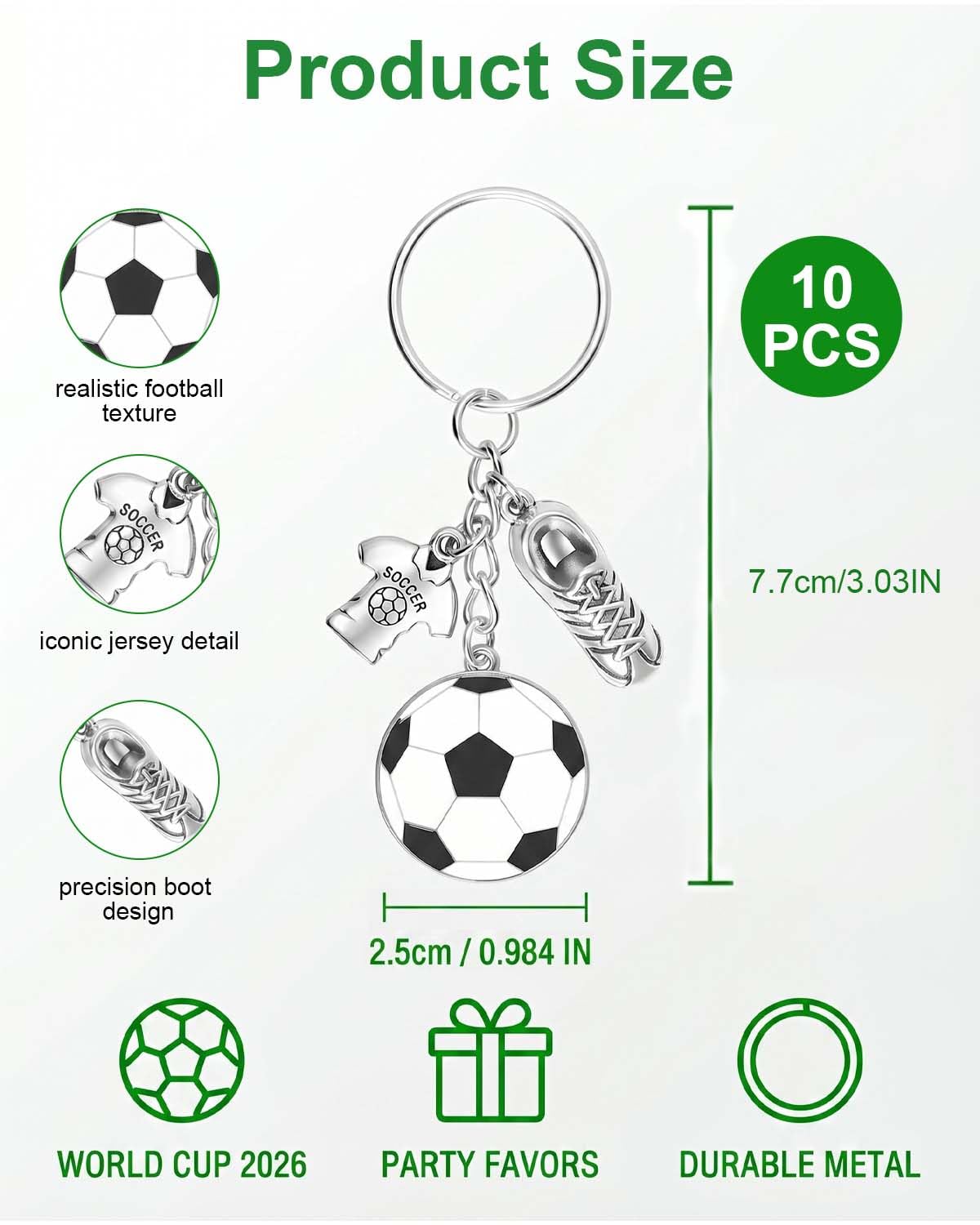 TISCH Portachiavi Calcio Set 10pz Mondiali WM 2026 | Gadget per Fan, Ragazzi e Feste. Perfetti come bomboniere, regali sportivi e souvenir commemorativi del torneo.