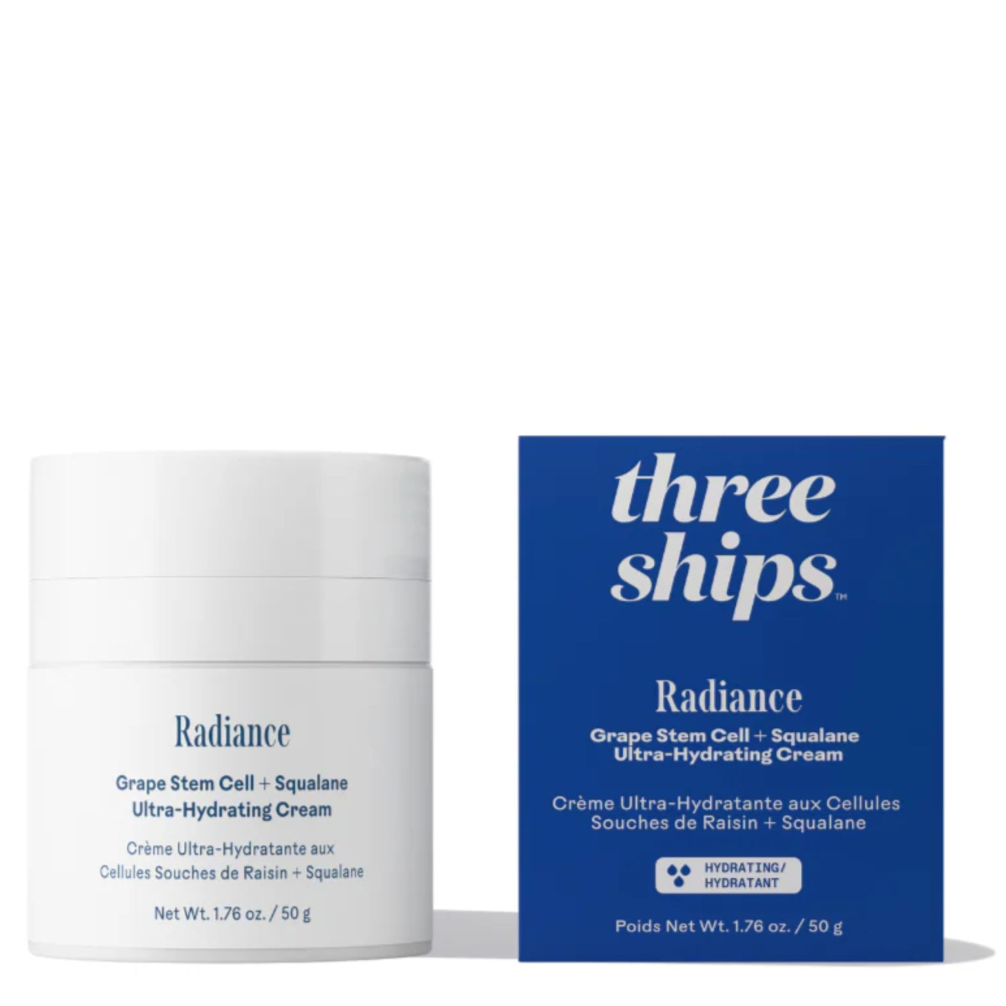 Three Ships Radiance Grape Stem Cell + Squalane Day Cream - Vegan Facial Moisturiser Hydrates & Balances Skin - As Seen on Dragon's Den - Natural Face Lotion for All Skin Types, 50 g