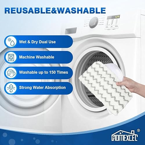 Miniatura 6 de HOMEXCEL Almohadillas de repuesto para trapeador de vapor Shark S1000S1000AS1000CS1000WMy S1001C-almohadillas reutilizables de microfibra para