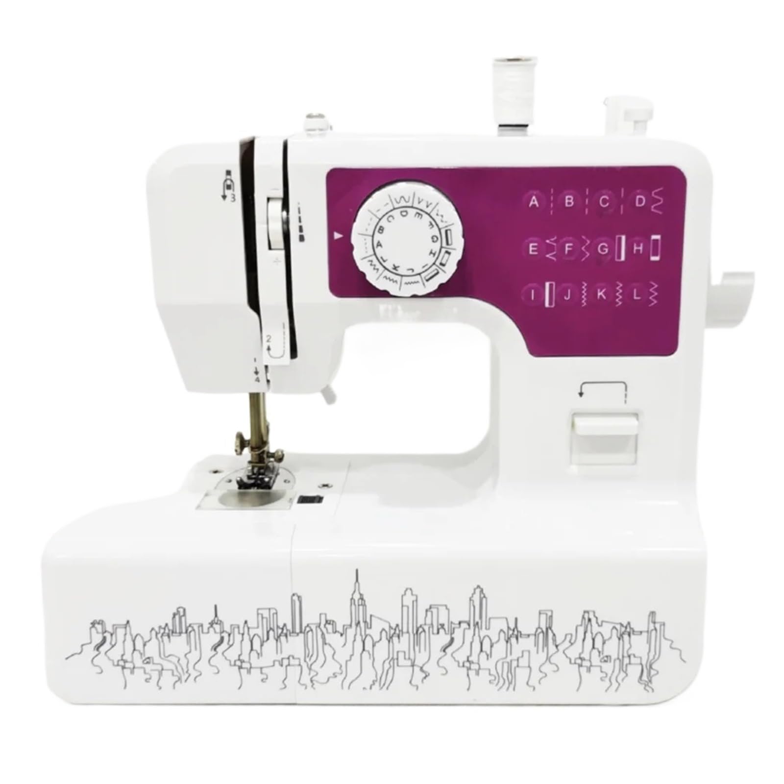 Máquina De Coser Eléctrica 12 Puntadas, Mini Pedal Portátil Con Luz Nocturna For El Hogar, Kit Dos Hilos For Potente Silenciosa Y Estable(Purple with foot)