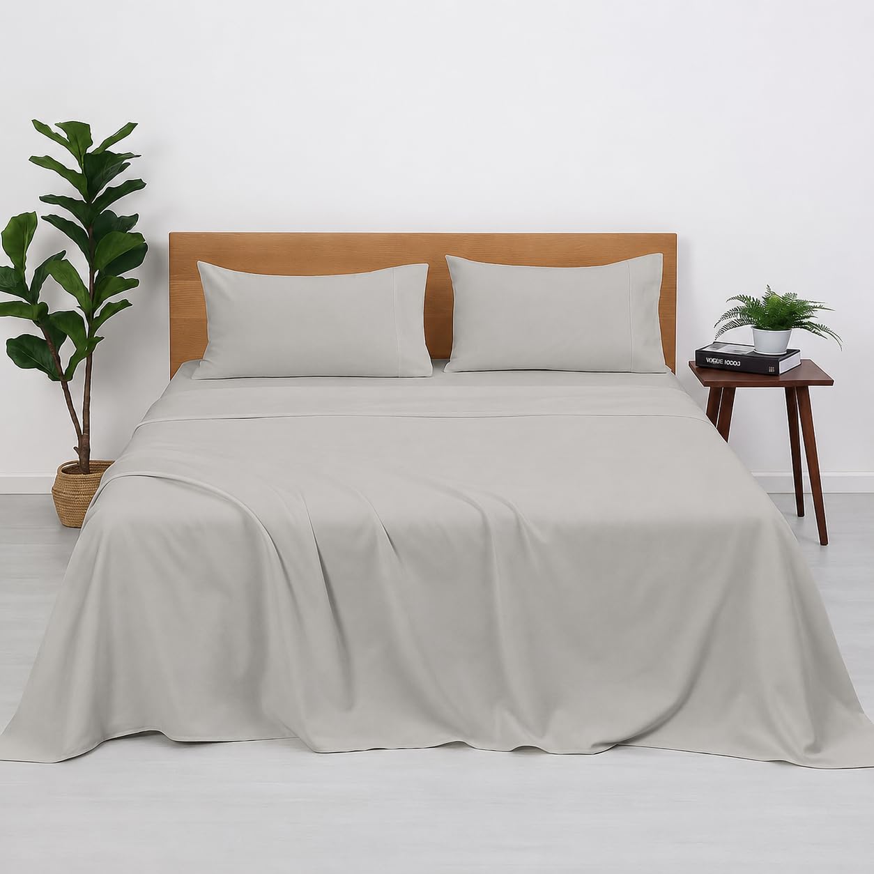 Blue Strip Polycotton Bedsheet, Double 90x100 (Ash Grey)