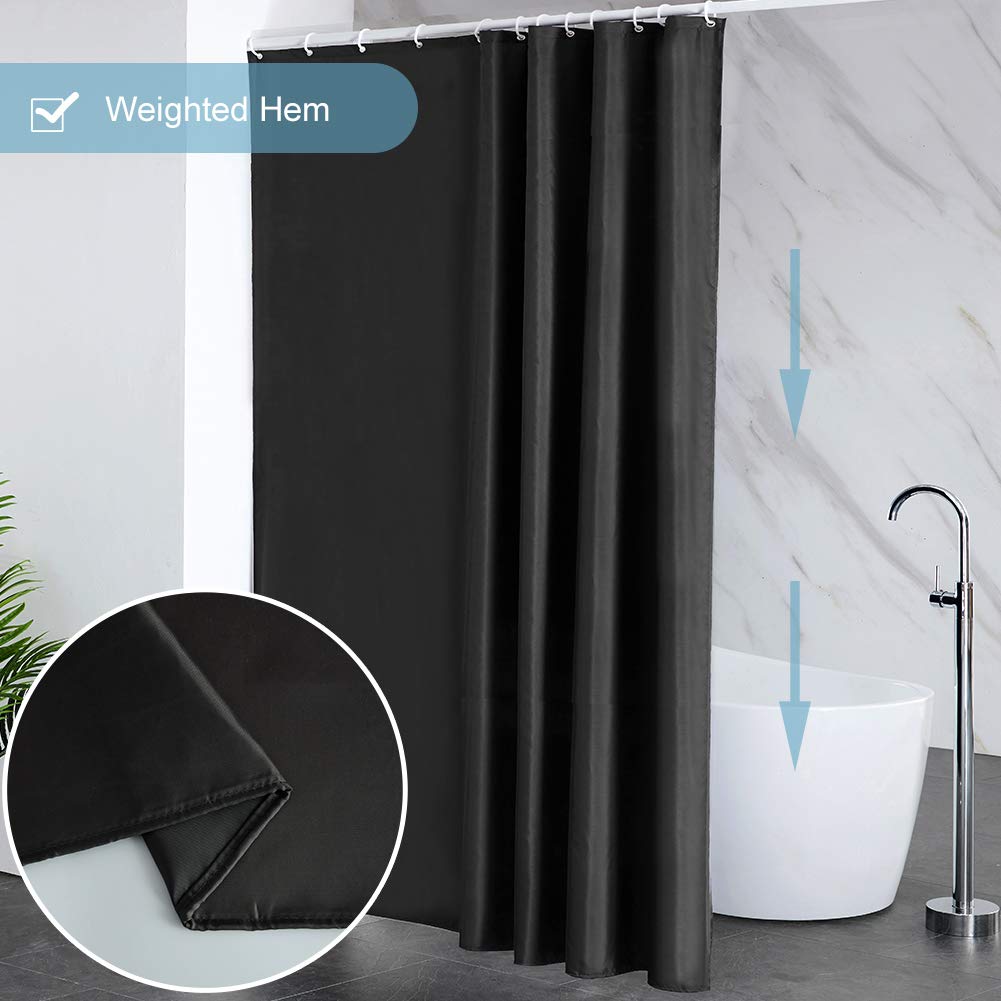 Furlinic Tende Doccia Anti-Muffa Tessuto in Poliestere, Grande Tende Doccia Impermeabile &Lavabile,Tenda Vasca da Bagno con 12 Ganci Tenda doccia Nero-200x240cm.