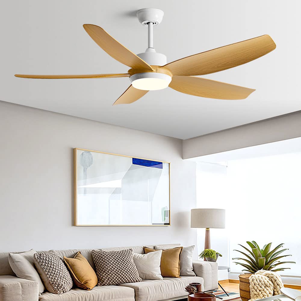 Ventilador de Techo silencioso Grande con luz, Control Remoto y Temporizador, 6 velocidades, con luz LED para Interiores, Ideal para Dormitorio, habitación Infantil, Hotel o Comedo