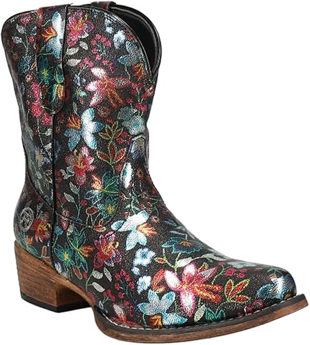 Miniatura 2 de ROPER Botas casuales de mujer Ingrid con punta triangular floral metálica, tacón bajo de 1-2 pulgadas, tobillo - Multi
