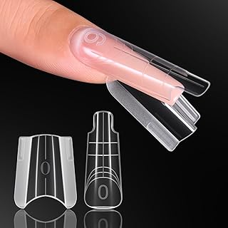 Makartt Sandwich Dual Nail Forms: Long Coffin Tapered Molds for Gel Extension, 280Pcs 14 Sizes, for Builder, Poly Nail Gel or Acrylic System, Reusable, Easy and Quick Home Salon Manicure DIY Square