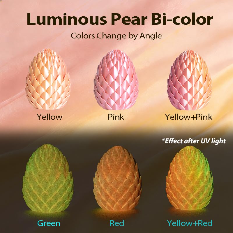 Image of Bi-Color Glow in Dark Silk Pink Peony PLA Filament 1.75mm 1kg 3D Filament