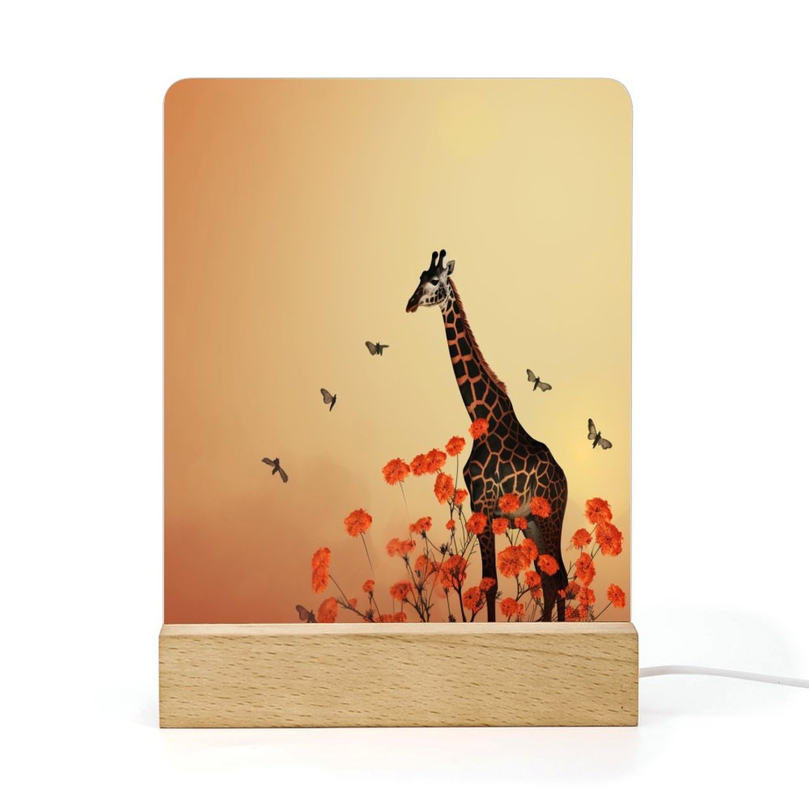 Luce notturna personalizzata in acrilico con nome animali del sonno in stile cartone animato e base in legno regalo di compleanno per bambini - CALLIE