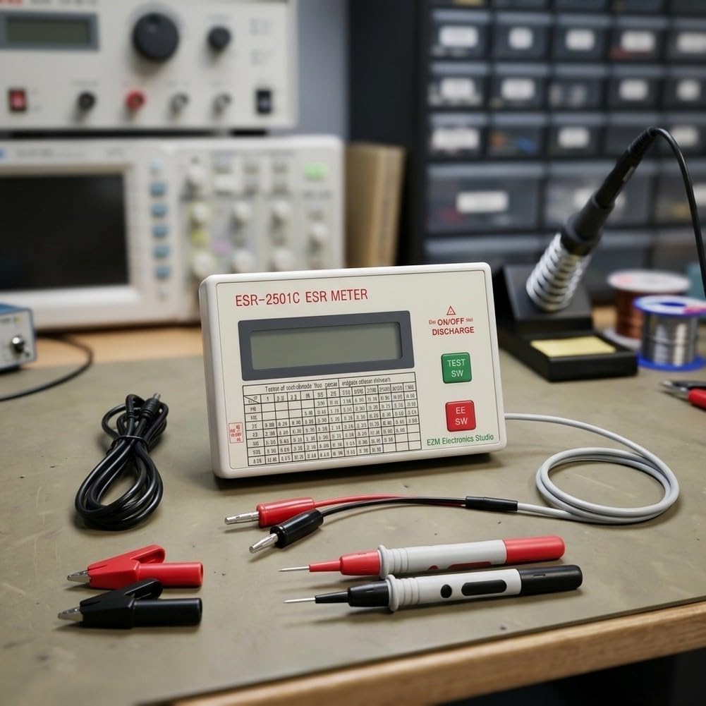 ESR2501C Kondensator Tester LCR-Messgerät mit TFT Display für ESR DCR Messung Elektronik Bauteile Prüfung 125x80mm