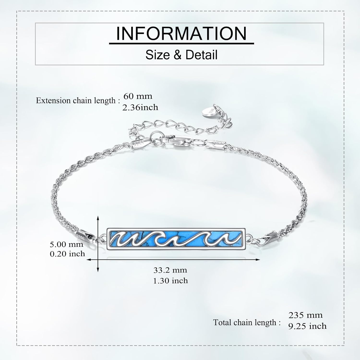 Bracelet for Women 925 Sterling Silver Abalone Shell Bar Pendant Jewelry Gift For Women Mom