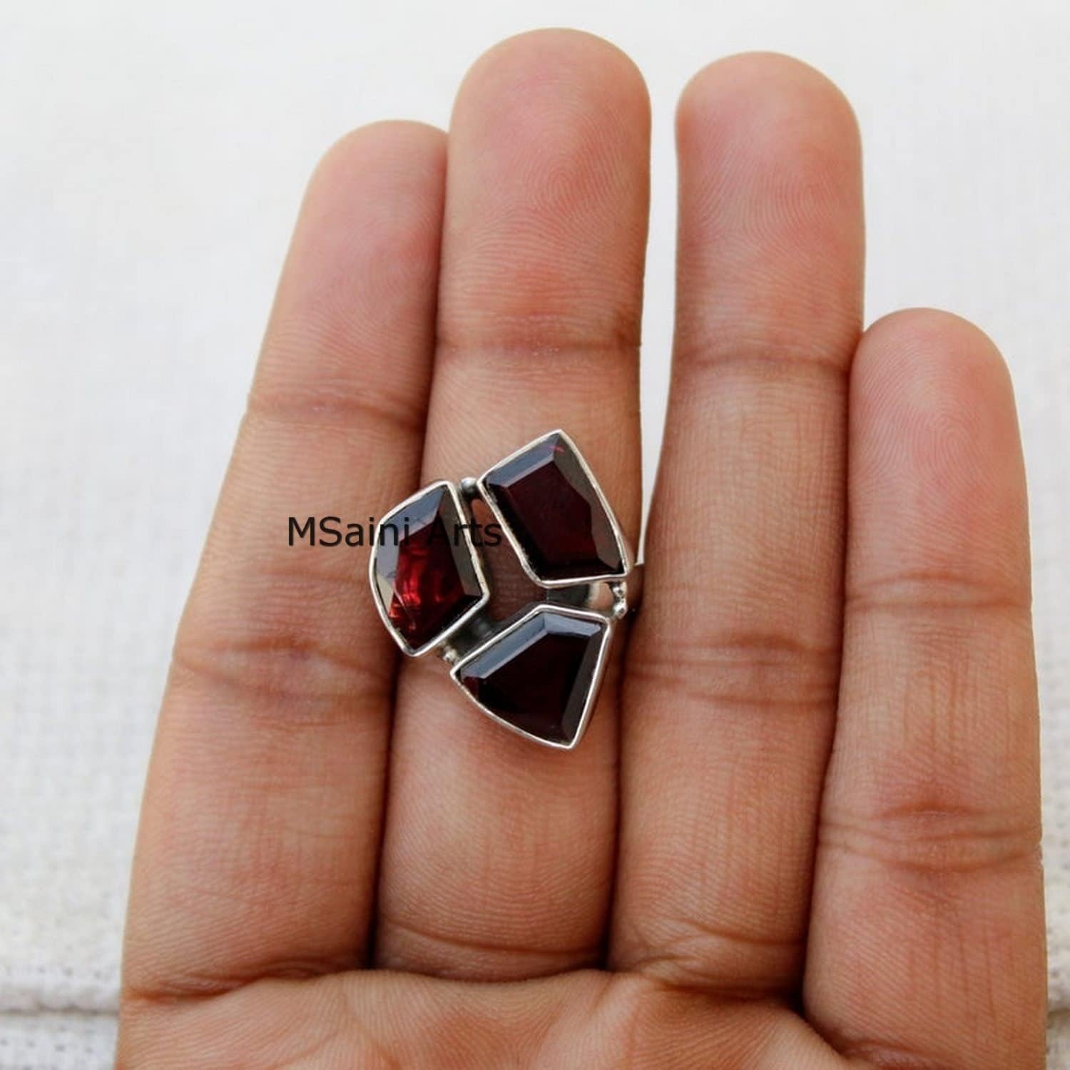 925 Sterling Silver Ring For Women & Girls, Natural Garnet Ring Gemstone Unique Handcrafted Ring