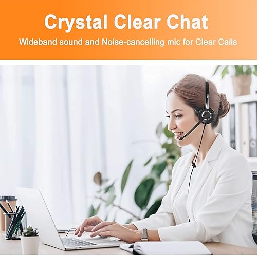 Miniatura 5 de Auriculares para teléfono con cancelación de ruido, micrófono RJ9 U10P, cable inferior compatible con Polycom VVX, Mitel, Shoretel, Avaya Digital