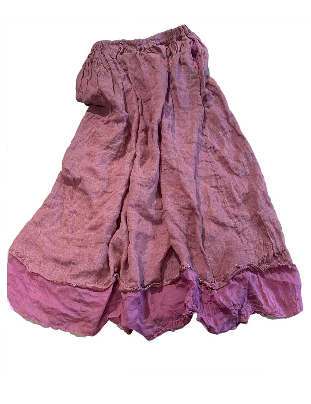 NFYM Women Long Linen Bohemian Style Patchwork Layer Distressed Hem Maxi Skirt