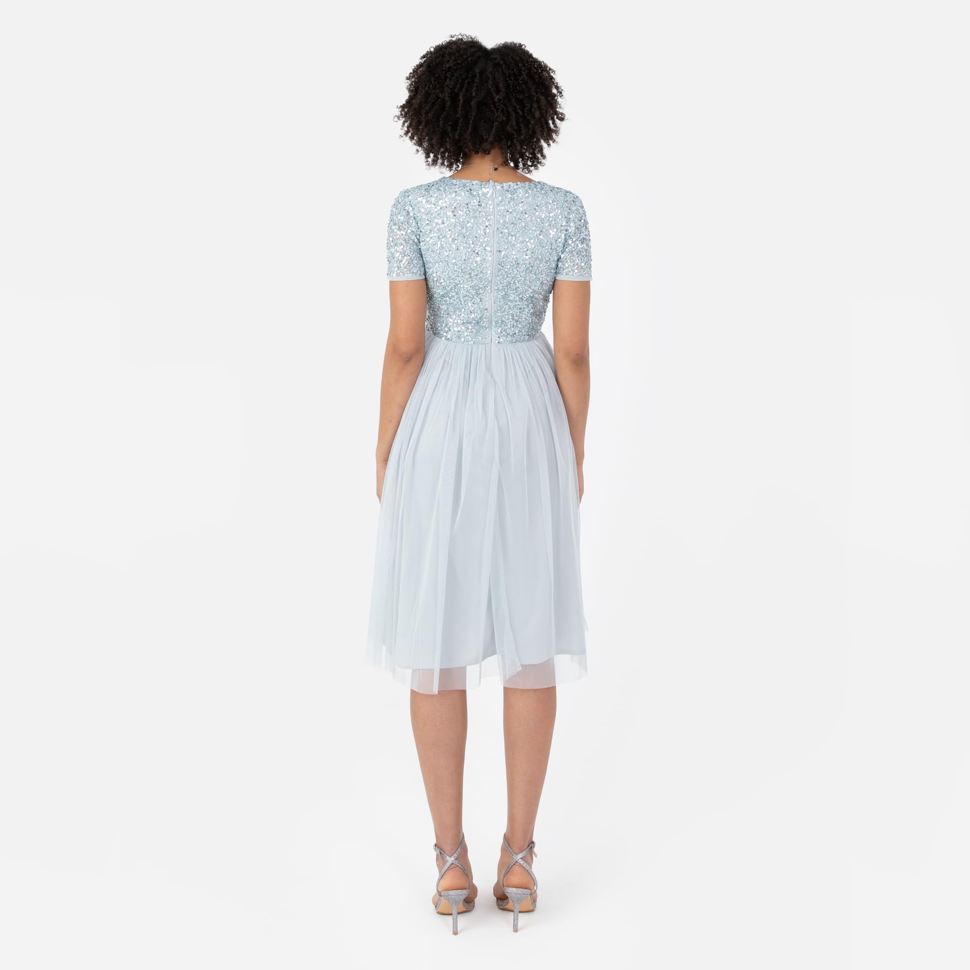 Damen Maya Deluxe Robe de Soirée Midi Ornée D'un Col en V À Manches Courtes Pour Bal de Fin D'année – Bild 6