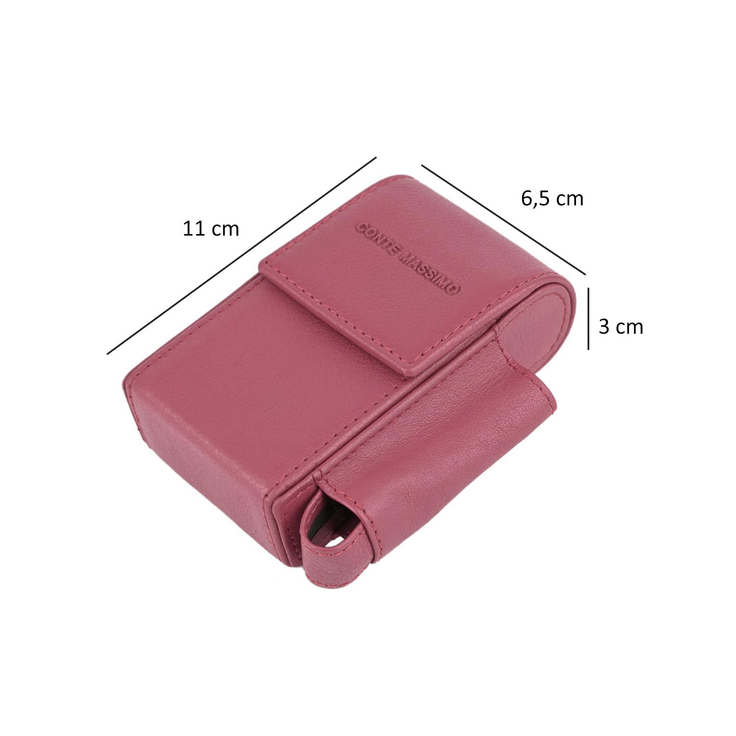 Conte Massimo Estuche para Cigarrillos de Piel Auténtica, con Porta Encendedor, para Hombre y Mujer, Estuche para Paquete y Encendedor