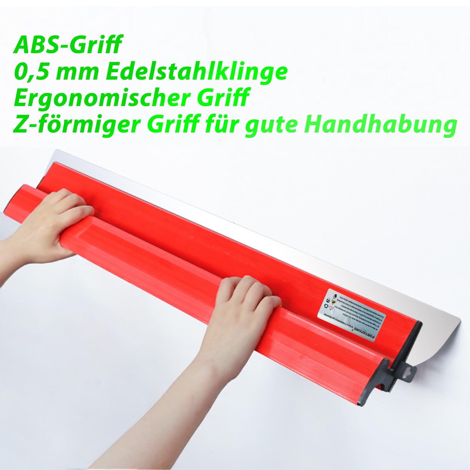 Flächenspachtel,Edelstahl 40cm+60cm+100cm Profispachtel für Wände & große Flächen, 0.5mm Klinge mit Z-Griff, glatte Verputzarbeiten, Renovierungswerkzeug, inkl. 3 Spachteln