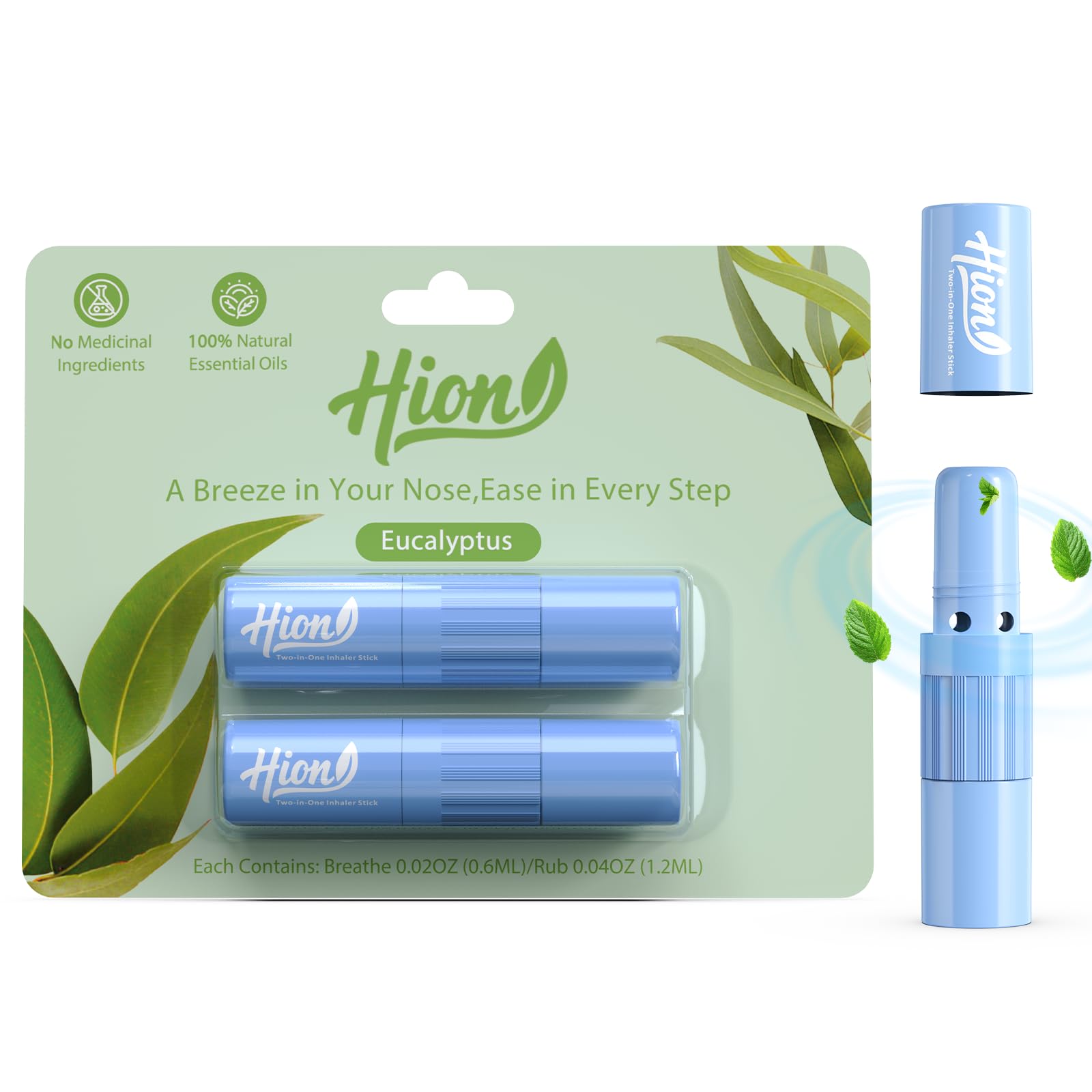 Hion Nausea Relief Inhaler Stick, Fast-Acting Motion Sickness Relief,