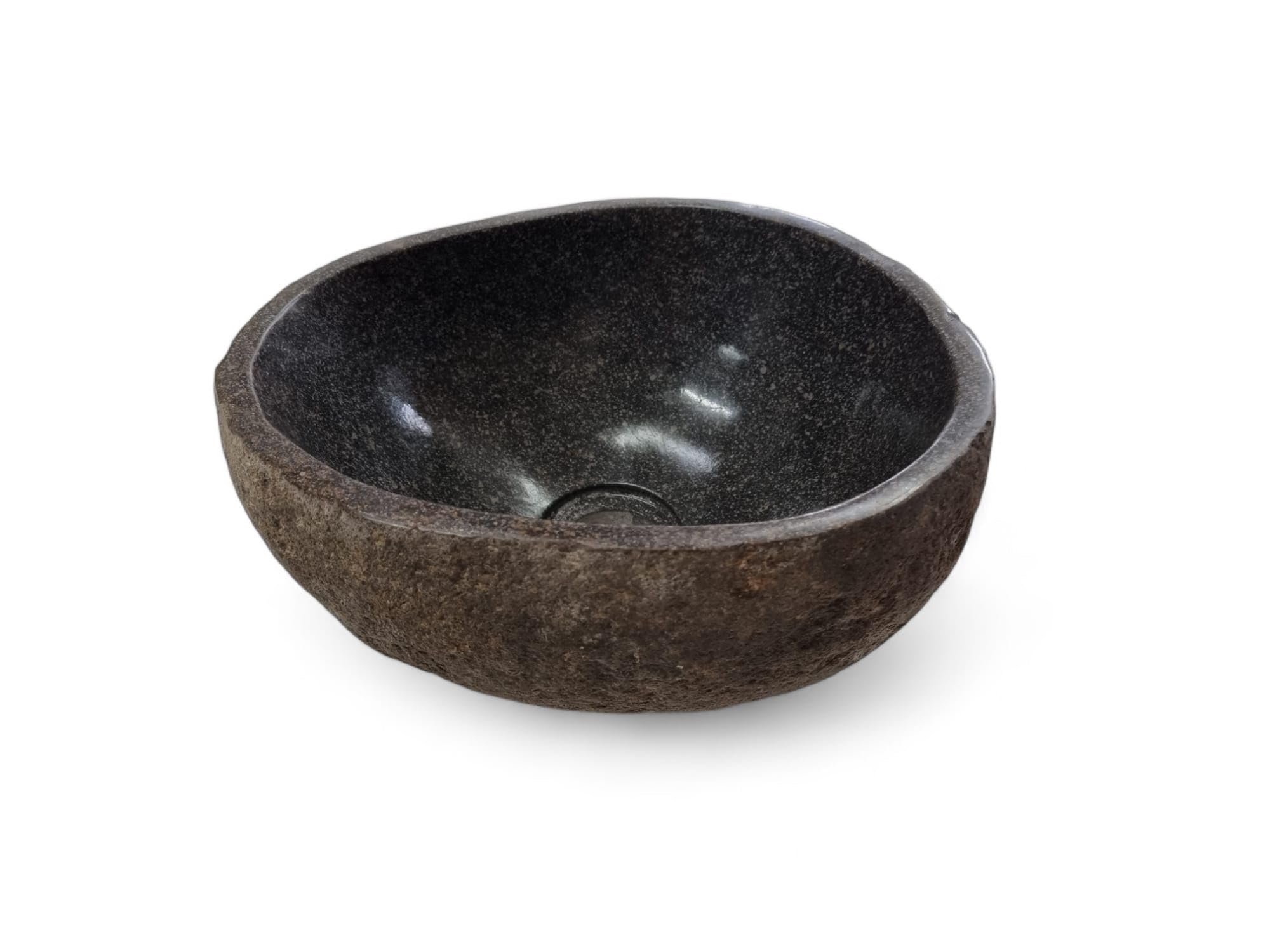 Lavabo en pierre naturelle, fabriqué à la main, en pierre de rivière, 20 cm