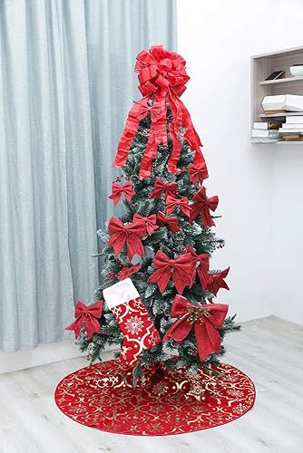 Miniatura 9 de Flash World Falda de árbol de Navidad grande de 36 pulgadas, cubierta suave, decoración de copo de nieve, falda de árbol de granja para adornos