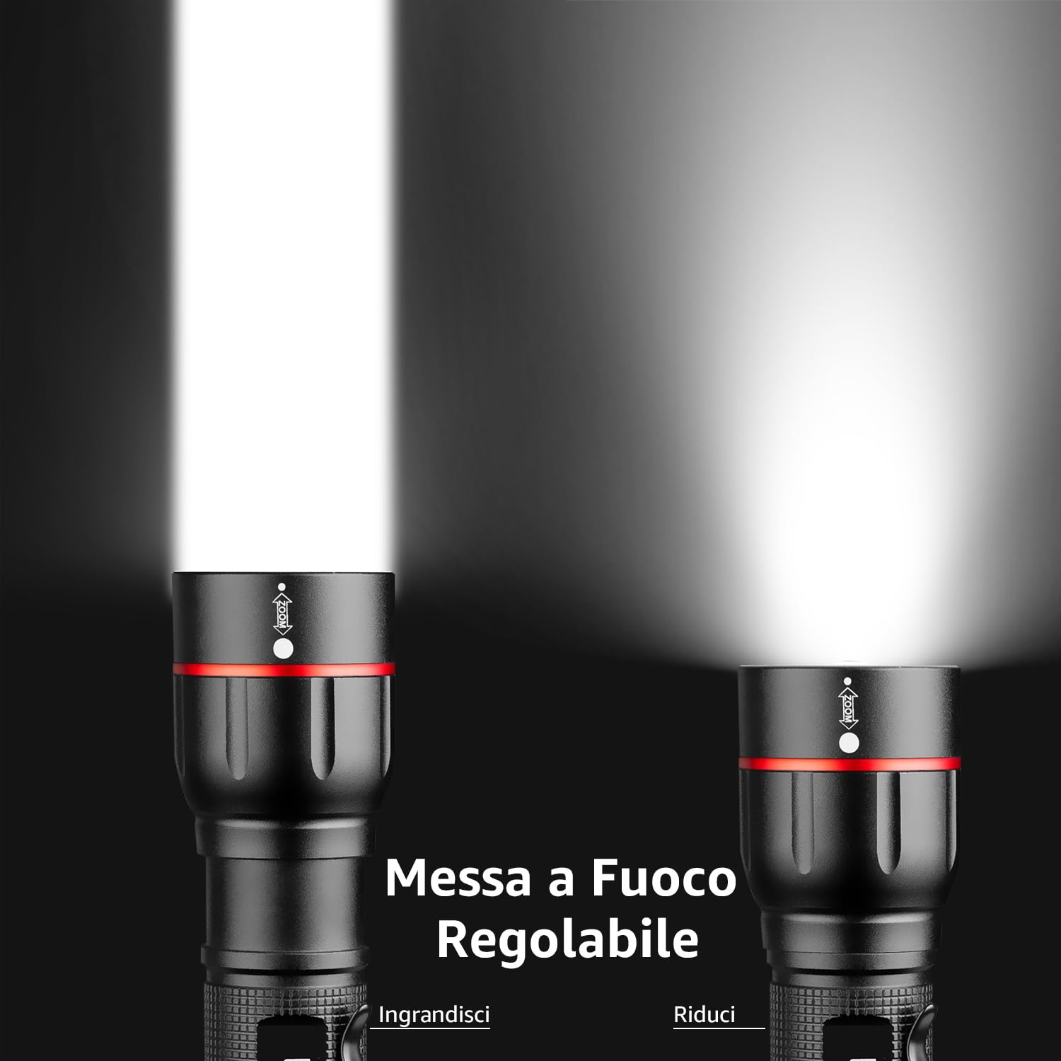 Lepro Torcia a LED Alta Potenza, LE2050 Super Luminoso Torcia Elettrica con Clip da Tasca, Regolabile Focus e 5 Modalità di Illuminazione Torcia Tattica Militare Impermeabile per Campeggio Trekking