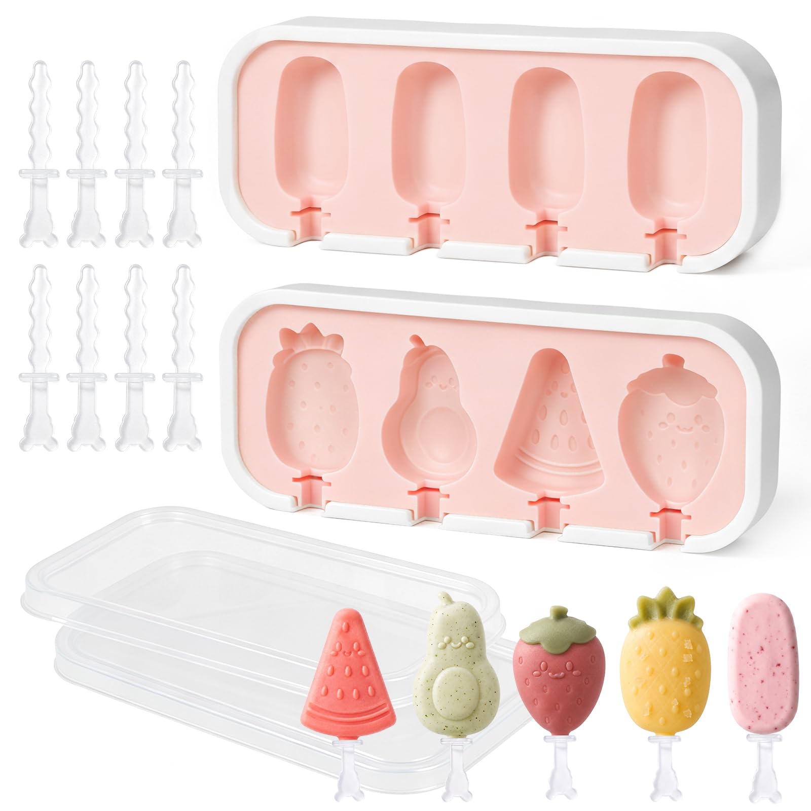 Ice Lolly Moulds Silicone 6 Pieces Reusable Popsicle Mold Easy to Remove Ice Lolly Maker Ice Pop Mould (Light Pink)