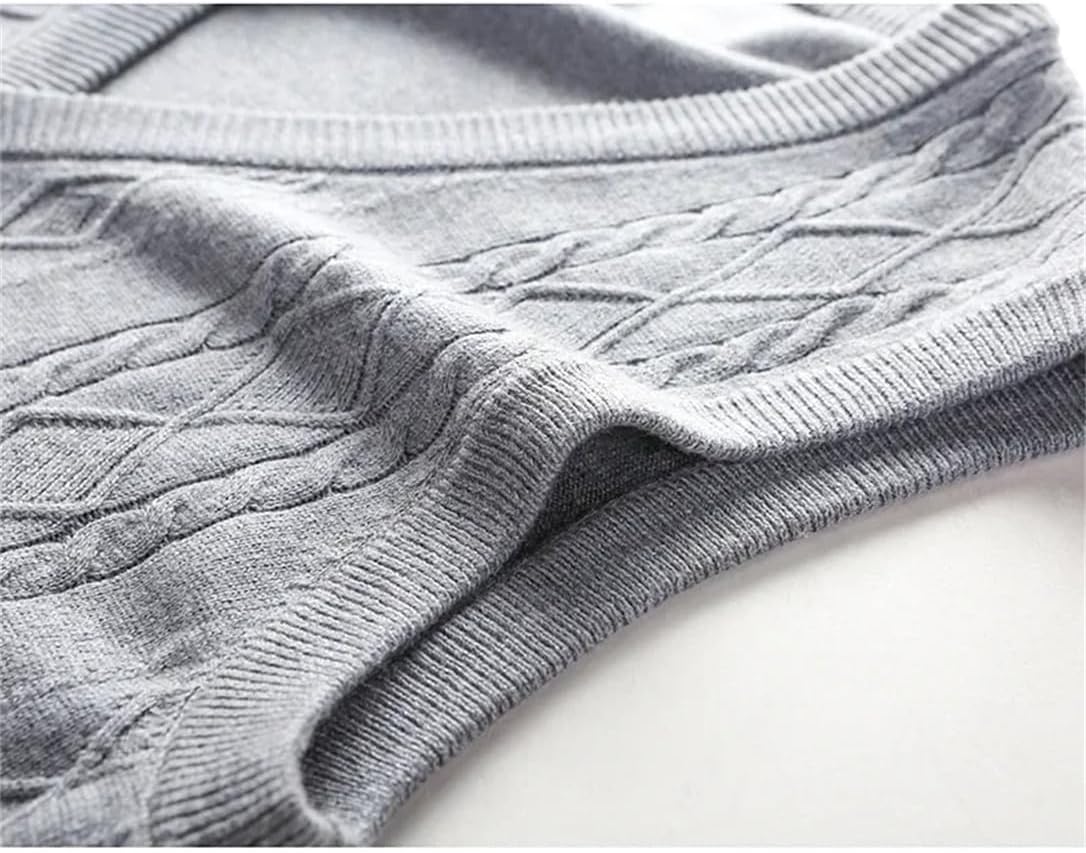Men's Collarless Single-Breasted Sleeveless Wool Sweater Vest Casual Solid Color Everyday Wear