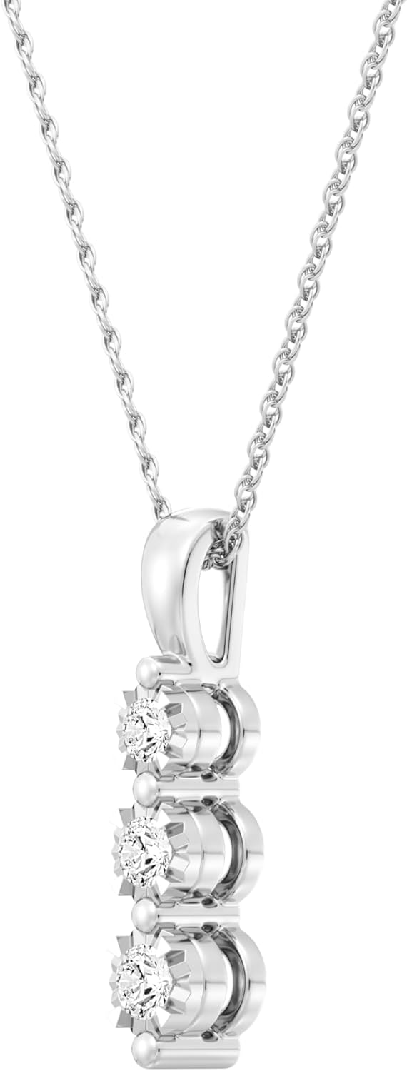 Itsy Bitzy by Gilded Sterling Silver Pendant Necklace, 0.10 CTTW, SI1 F-Color Lab Grown Diamond, 18” Chain with Spring-Ring Lock