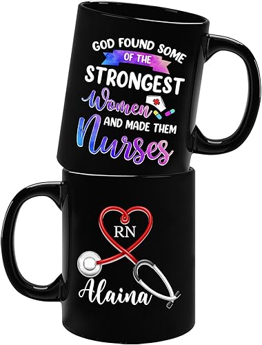 Taza de café personalizada para enfermera, Dios encontró algunas de las mujeres más fuertes y las hizo enfermeras, futura enfermera regalo, taza de