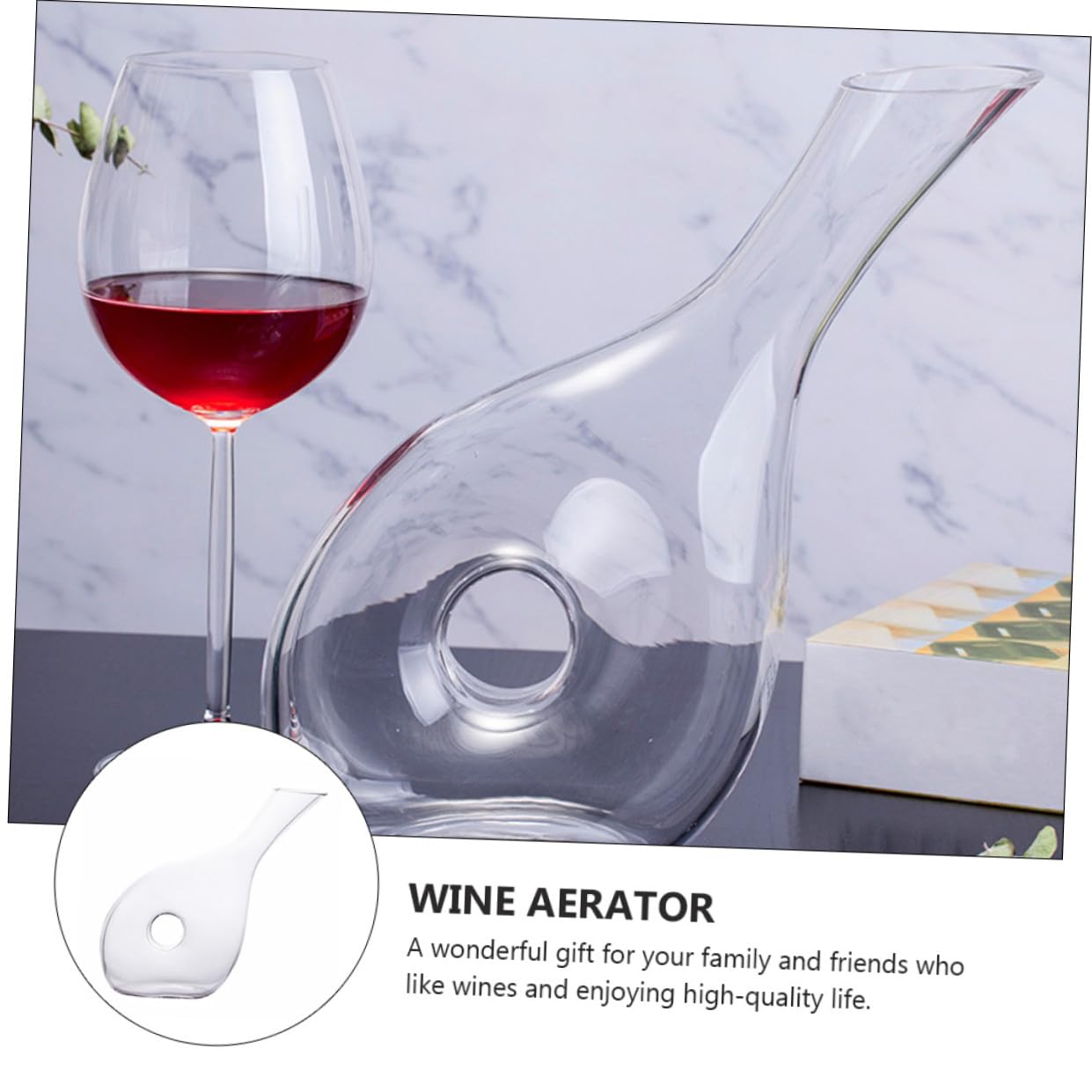 OUNONA Aérateur à Vin Créatif en Verre Cristal Verseur Plat pour Améliorer le Bouquet Saveur du Vin à Domicile Élégant et Fonctionnel