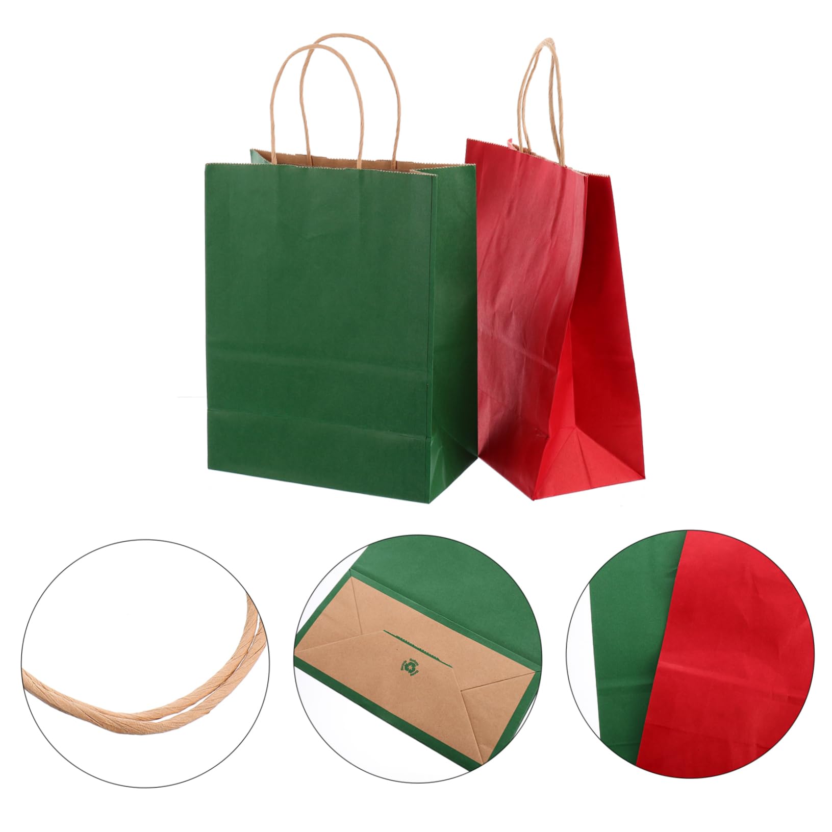 HAMPPLIES Geschenktüten Stabilen 24 und Stück Umweltfreundlichem aus Weihnachts Robust Kraftpapier in Rot Grün mit Tragegriffen für Festliche Geschenkverpackungen