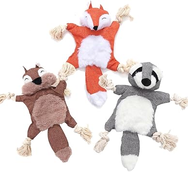 Plush Pet Toys Set, Colorful and Cute Design Small Dogs Puppy Squeaky Dog Toy 3 Pack