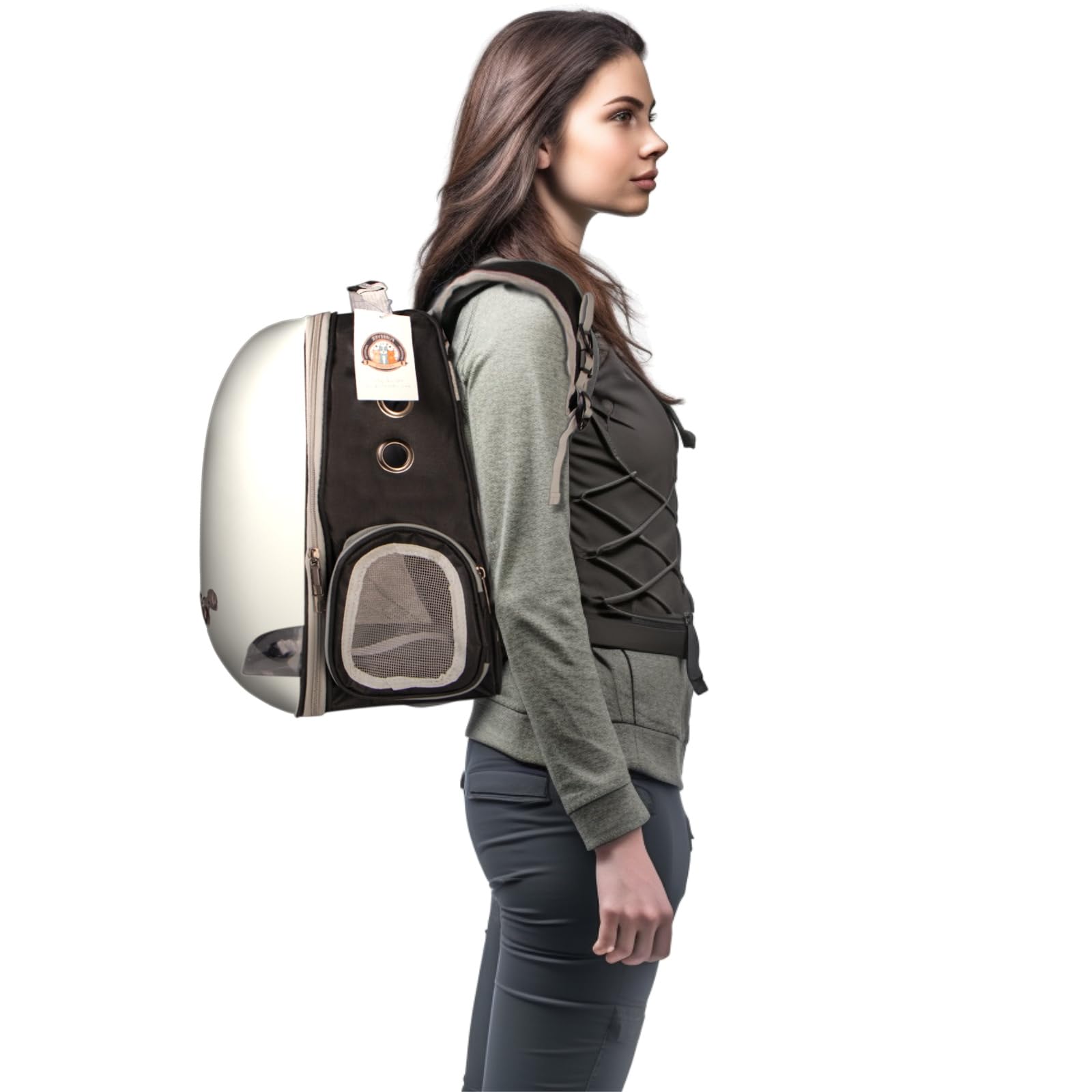 Furrevever Friends CatVision Black – Robuster und Bequemer Rucksack-Transporter für Katze und Hund, Atmungsaktives Design mit Klappöffnung, Zusätzliche Taschen und Sicherheitsleinen, Schwarz