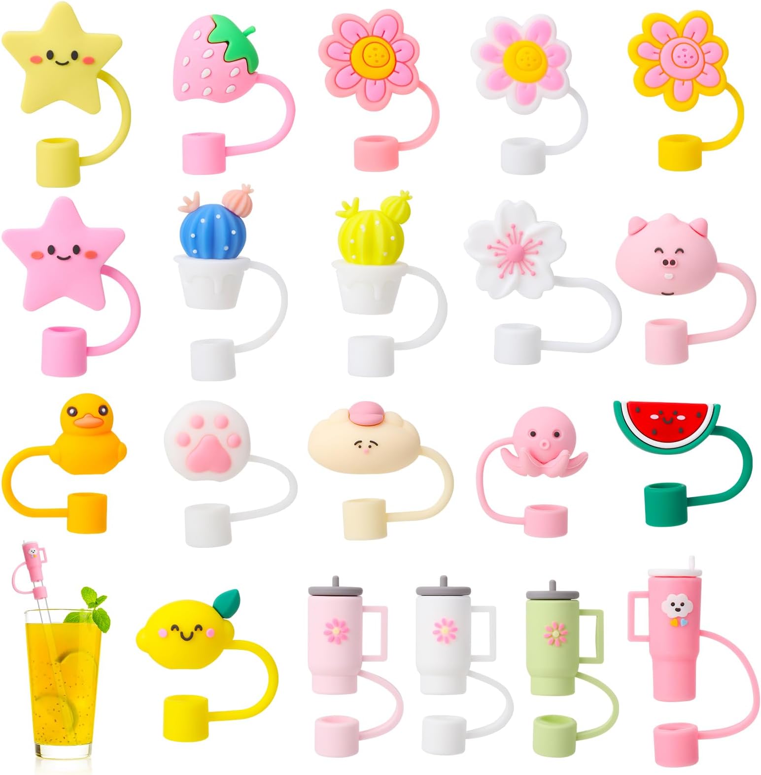 20 Pcs Straw Topper,Straw Covers Cap Fit for Cup,Straw Cover Compatible with 30&40 Oz 10mm Straw Covers Cap for Cups Accessories