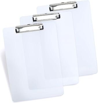 Rapesco 1824 Business Pack 3 Clipboards, A4, Clear Frosted Transparent
