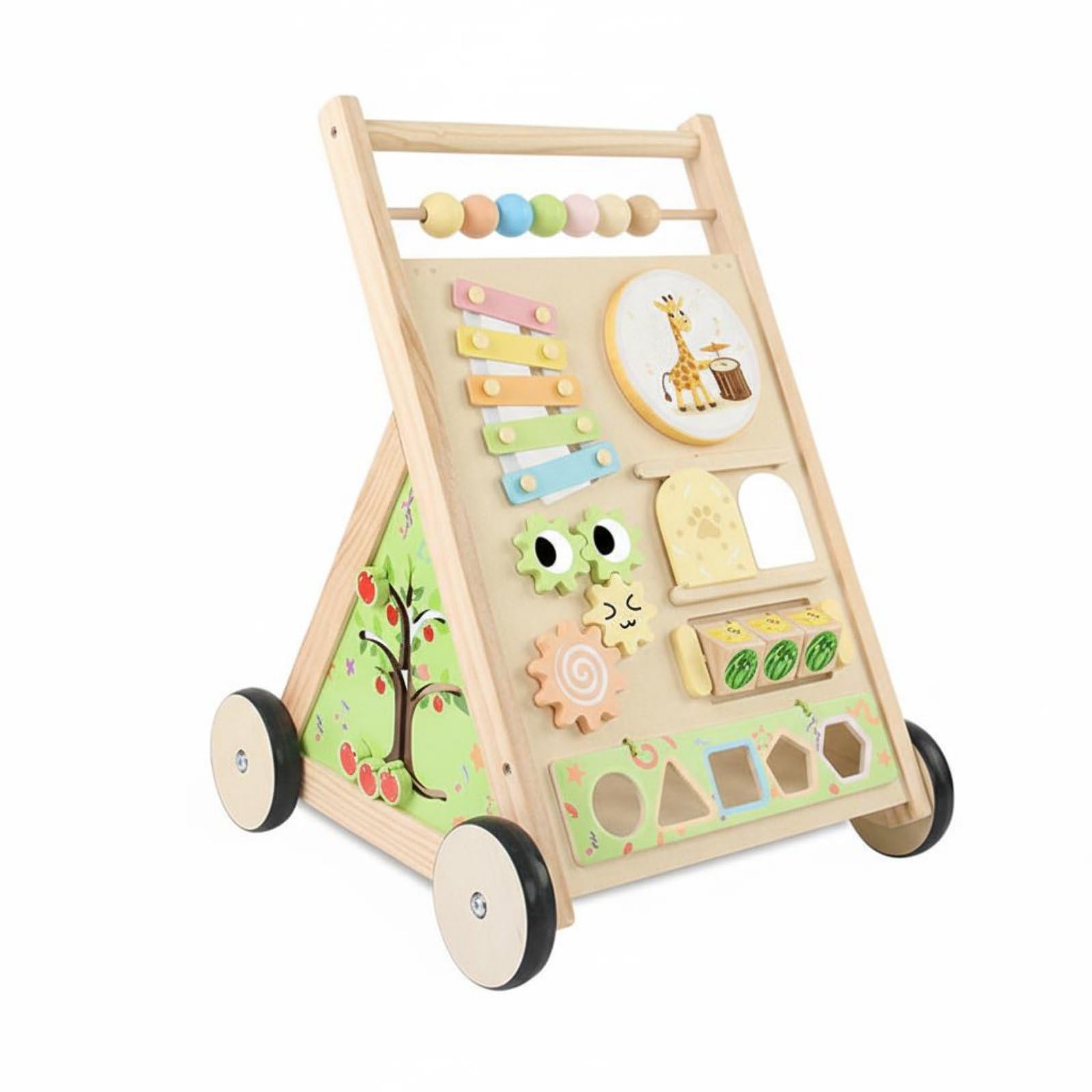 Kinder Lauflernwagen mit Stabiler Konstruktion Vielfältigen Aktivitätsspielzeugen Aufbewahrungsmöglichkeit Und Tierlabyrinth zur Motorischen Förderung für Tägliche Nutzung Spiel, Stil A