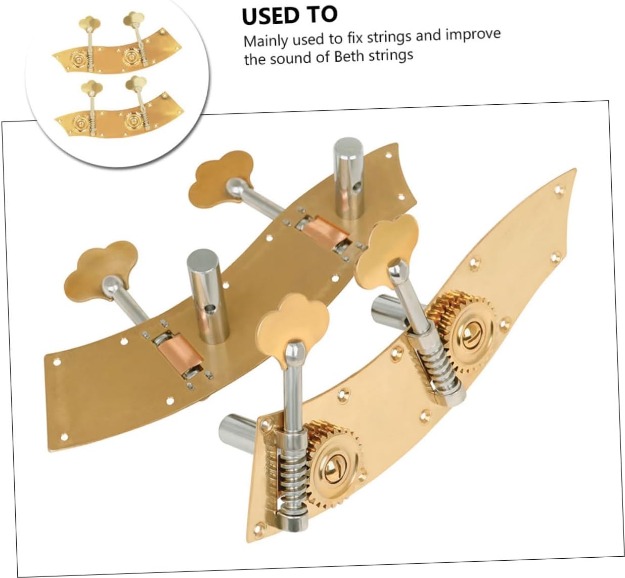 Garneck 2pcs Double Bass Tuning Pegs Compact Golden Tuners for Accurate String Replacement for Upright Bass Players
