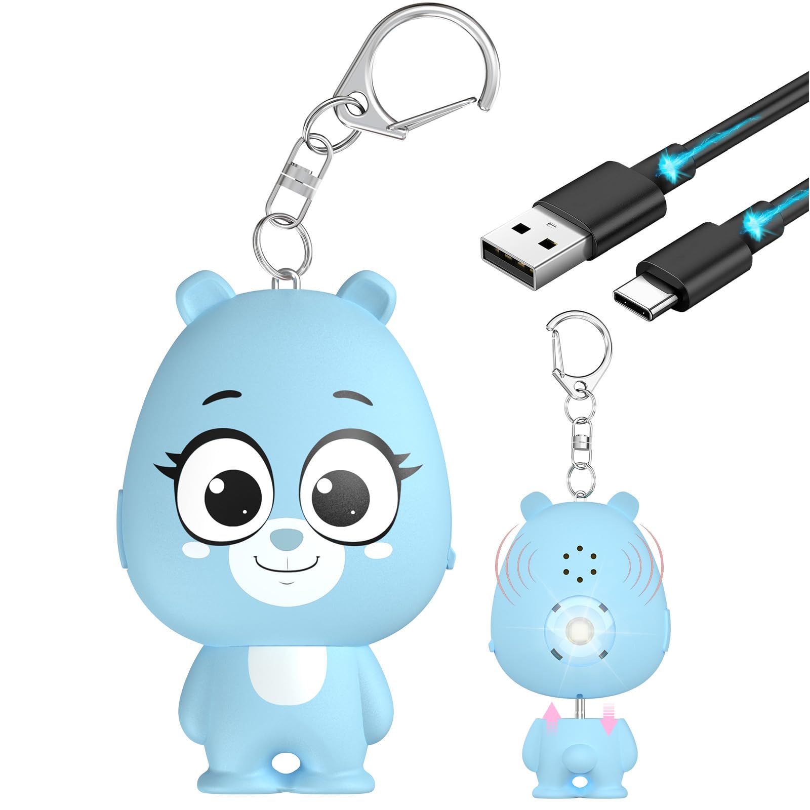 Rechargeable Personal Safety Alarm with Strobe SOS LED Light