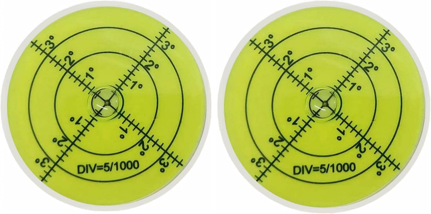 2 pcs Bubble Level Bubble Spirit Levels 60x12mm Circular Bullseye Bubble Degree Marked Leveling Tool