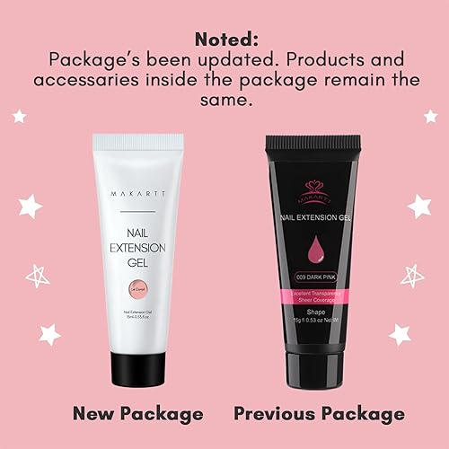 Miniatura 2 de Makartt Gel de extensión de uñas de polietileno con capa superior de gel, capa base de gel UV LED y capa superior, kit de gel de extensión de uñas