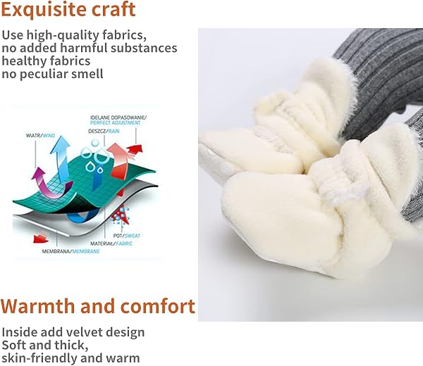 EDOTON Unisex Newborn Winter Boots Warm Stripe Bootie Non-Slip Sole Soft Stay On Ajustable Bootie Sock - 2