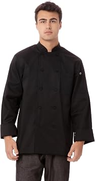 Chef Works Men's Calgary Cool Vent Basic Chef Coat, Black, XS