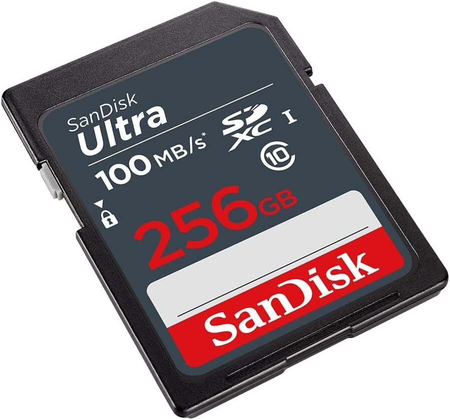 SanDisk Ultra 256GB SDXC Memory Card, up to 100MB/s, Class 10, Black/Grey