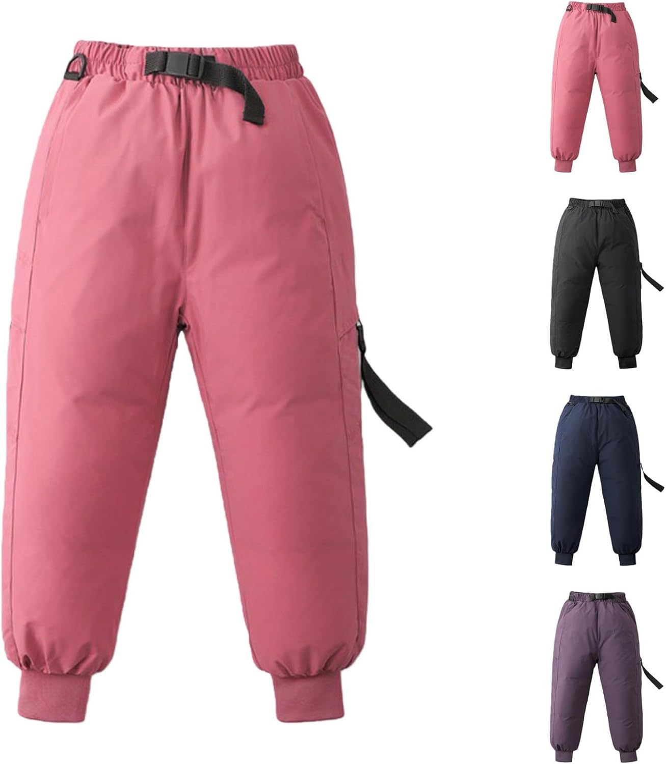 Boys Girls School Puffer Ski Pants Kids Winter Thermal Snow Sweatpants Thick Warm Outdoor Down Trousers
