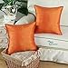CaliTime Pack of 2 Silky Throw Pillow Covers Cases for Couch Sofa Bed Modern Light Weight Dyed Striped 18 X 18 Inches Orange