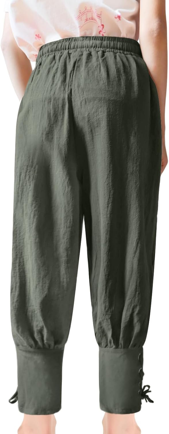 Boys Renaissance Pirate Ankle Pants, Kids Medieval Viking Costumes Halloween Cosplay Striped Trousers - Image 2