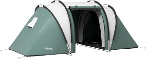 Outsunny 4-5 Person Camping Tent with 2 Bedrooms and Spacious Living Area, Awning, Large Family Tent 3000mm Waterproof, Portable Bag Included for Hiking Fishing Festival