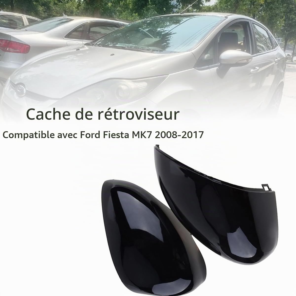 Couvercle de rétroviseur, 1 Paire Couvercle de Miroir Cache de rétroviseur Compatible avec Ford Fiesta MK7 2008-2017