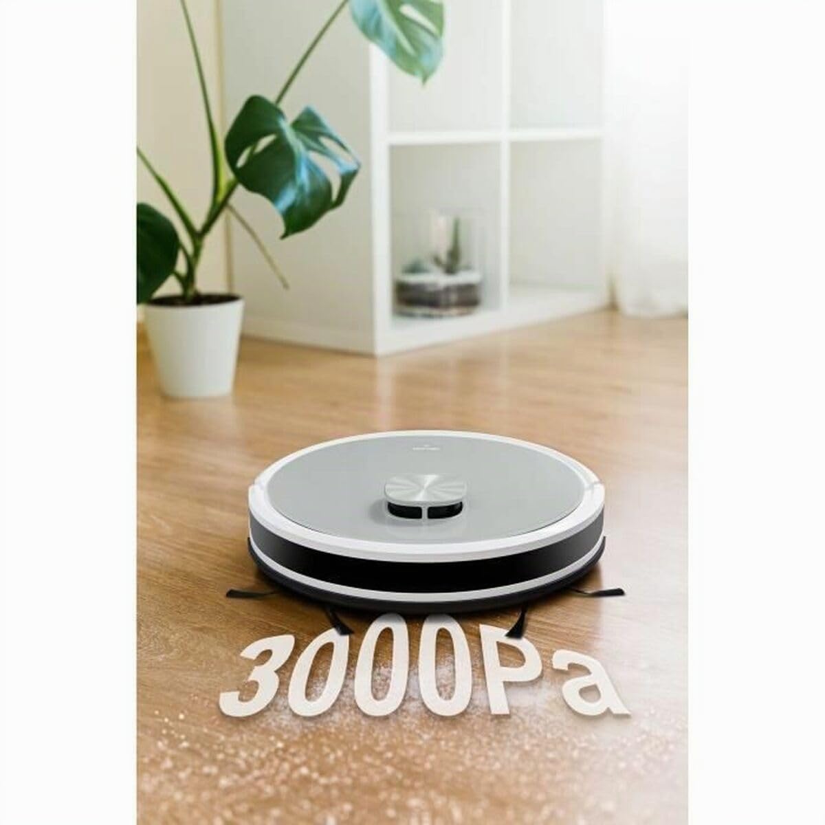 MEDION Saugroboter mit Absaugstation und Wischfunktion X21 SW (Lasernavigation, Starke 3000Pa Saugkraft, 2in1 Roboterstaubsauger, präzise Kartenerstellung, Go & No Go Bereiche, mehrere Etagen)